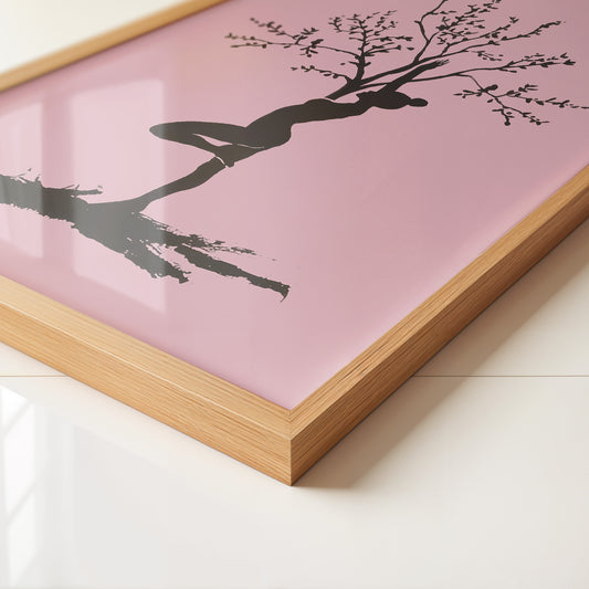 Yoga Baum Silhouette Rosa