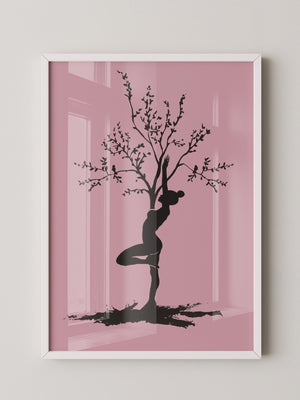 Yoga Baum Silhouette Rosa