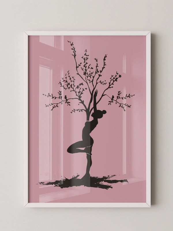 Yoga Baum Silhouette Rosa