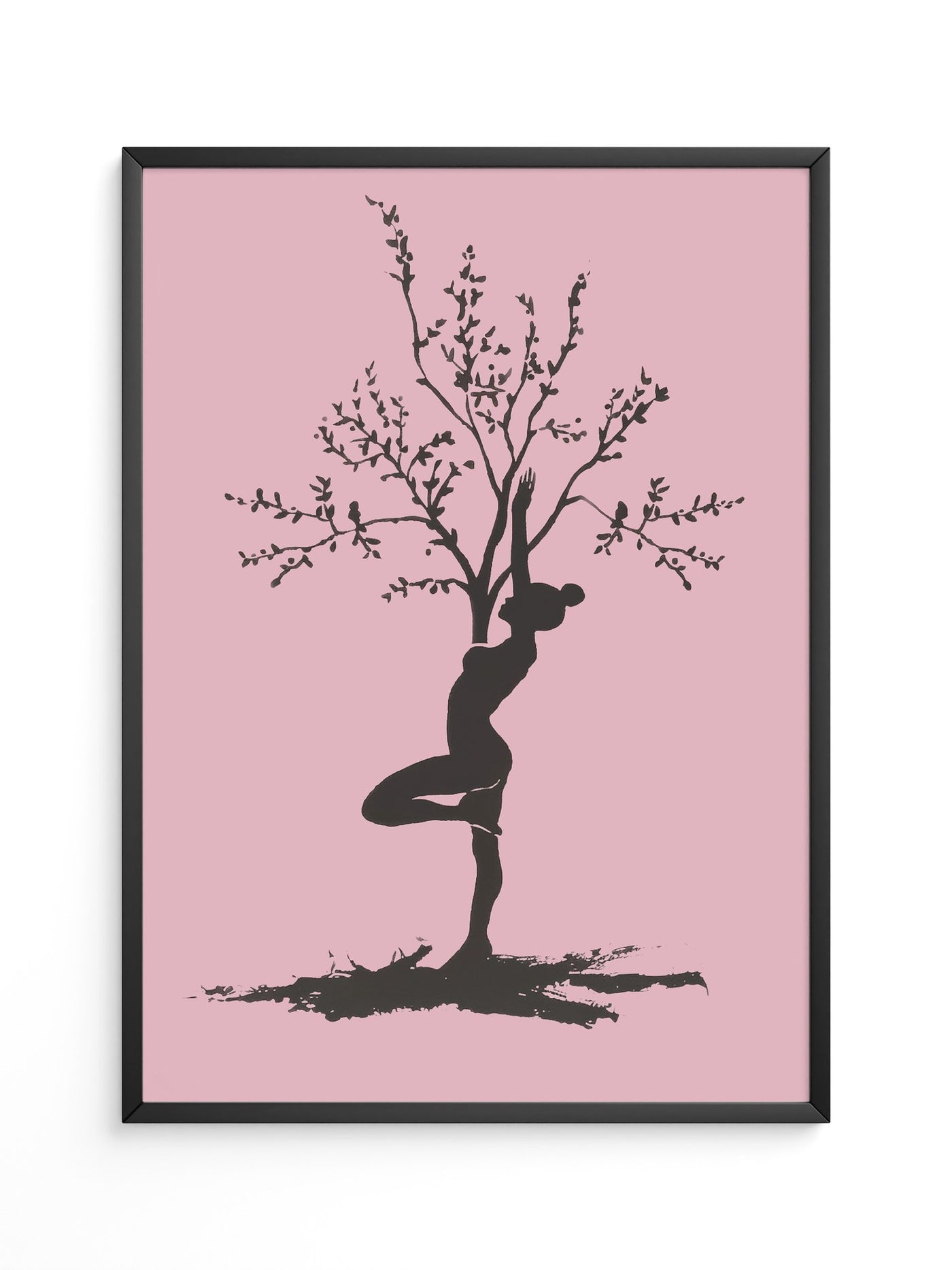 Yoga Baum Silhouette Rosa