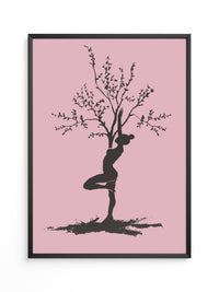 Yoga Baum Silhouette Rosa