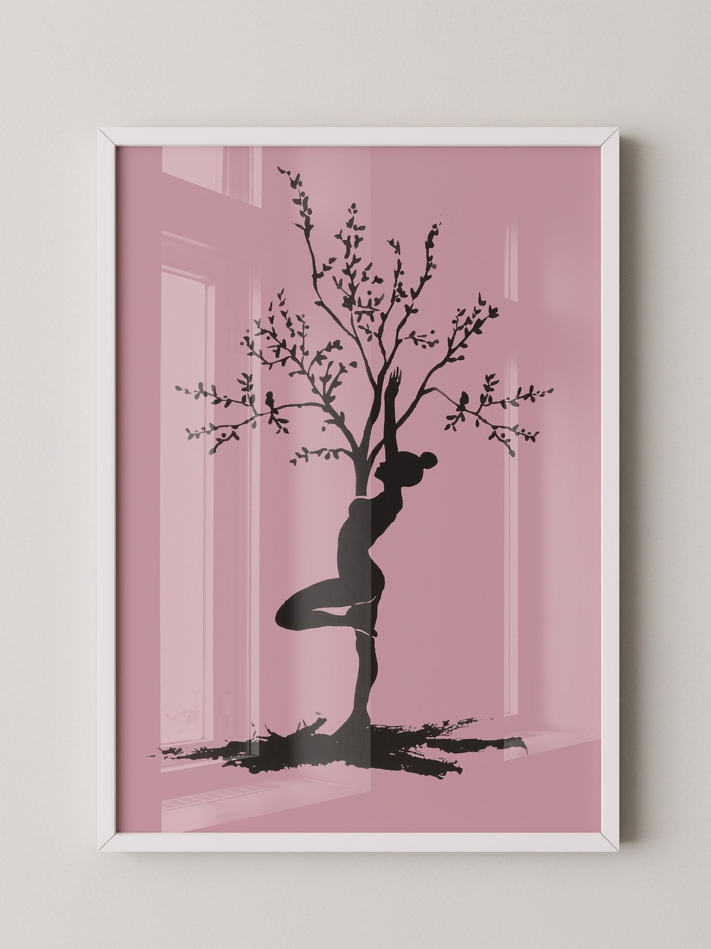 Yoga Baum Silhouette Rosa