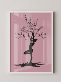 Yoga Baum Silhouette Rosa