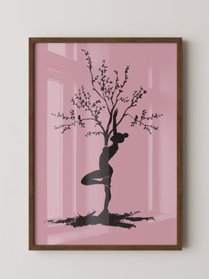 Yoga Baum Silhouette Rosa