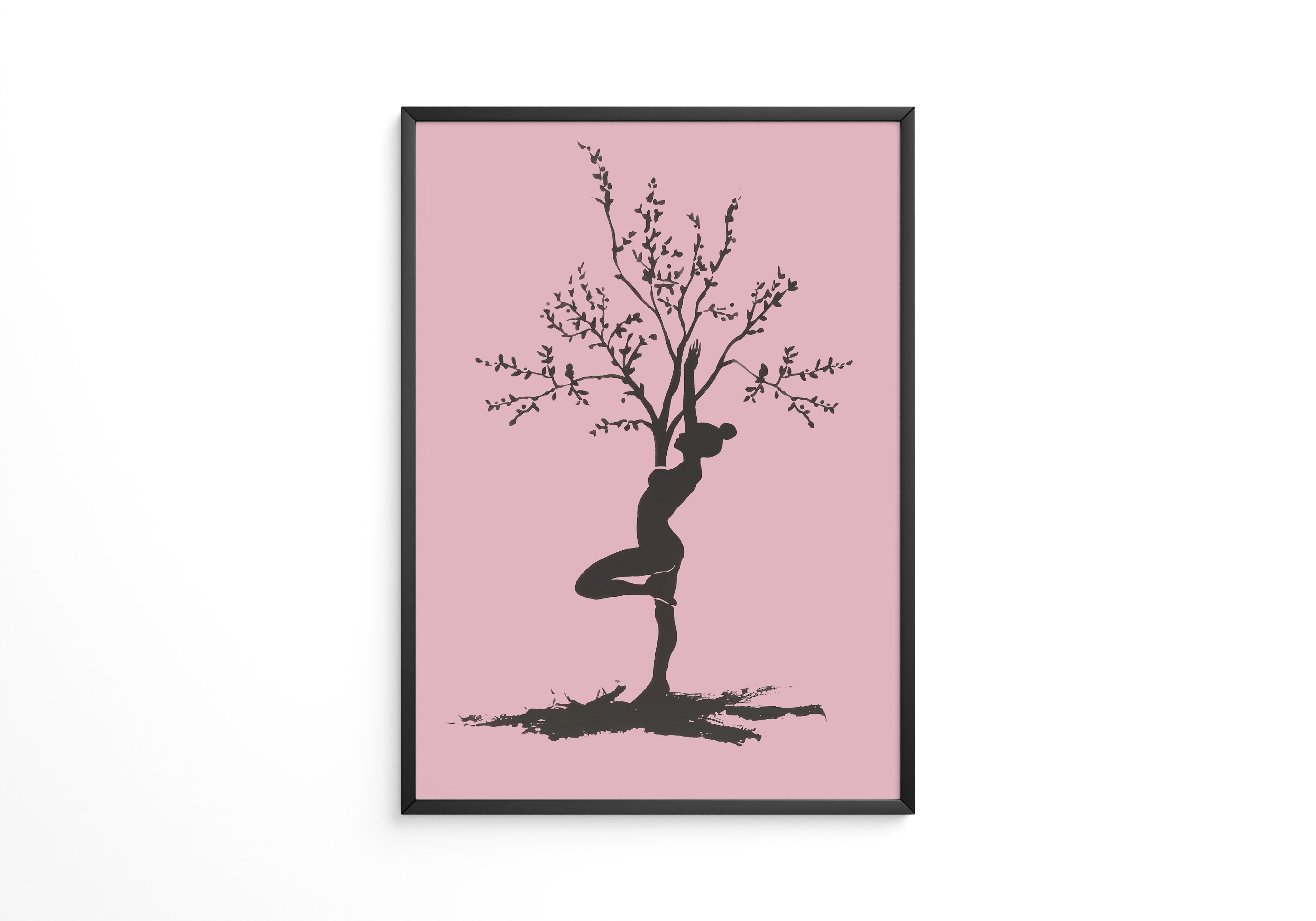 Yoga Baum Silhouette Rosa