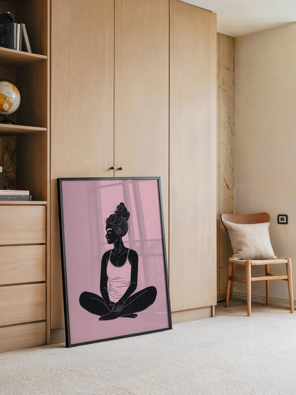 Sitzende Frau Silhouette Rosa