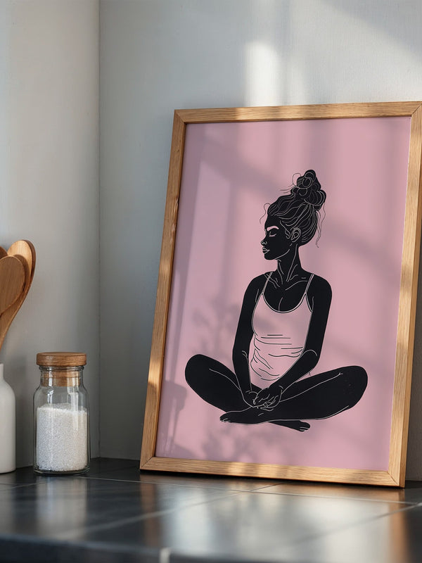 Sitzende Frau Silhouette Rosa