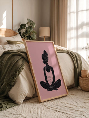 Sitzende Frau Silhouette Rosa