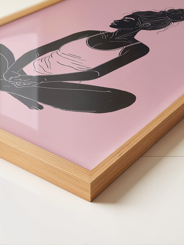 Sitzende Frau Silhouette Rosa