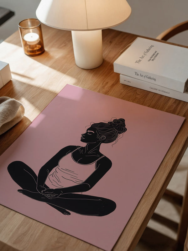 Sitzende Frau Silhouette Rosa