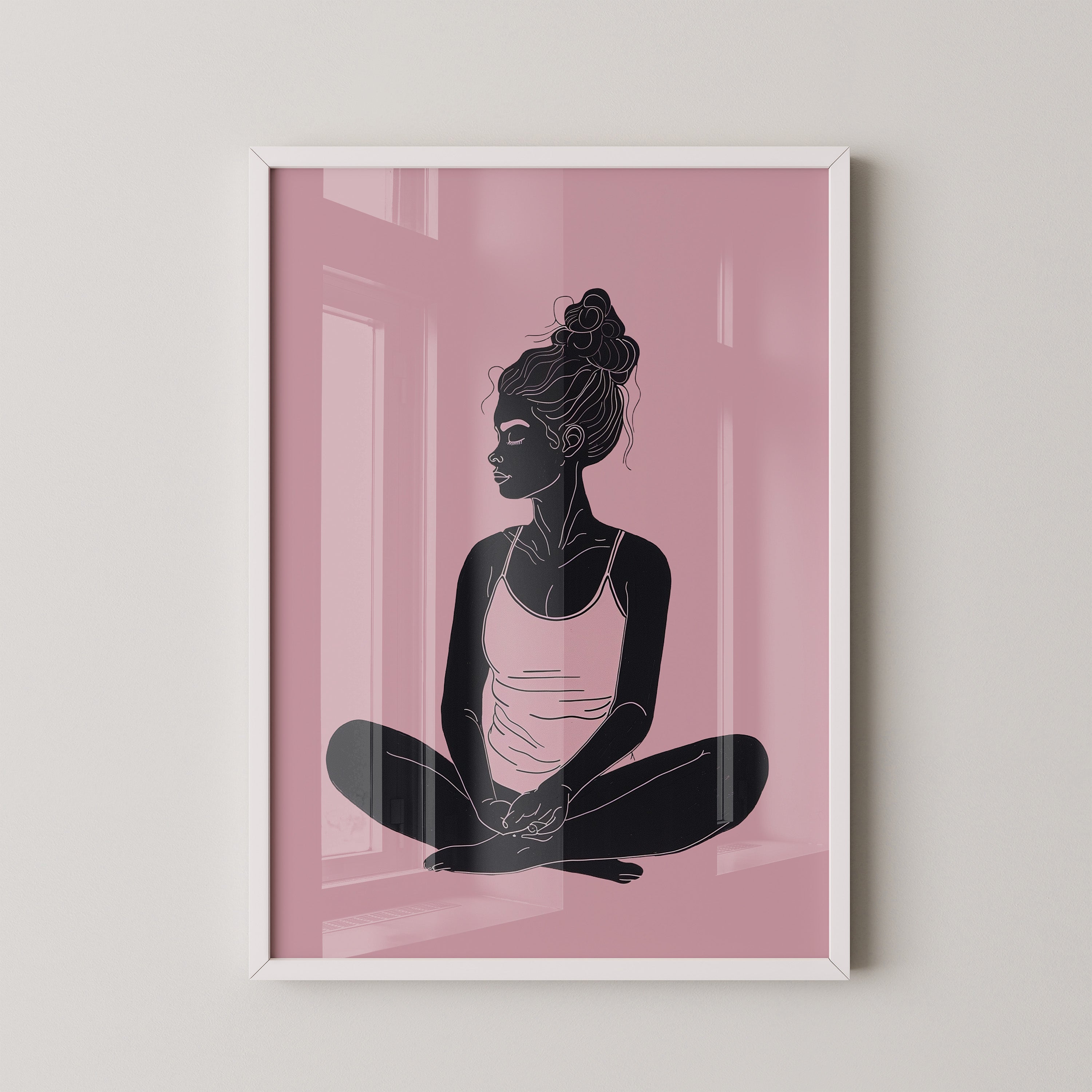 Sitzende Frau Silhouette Rosa
