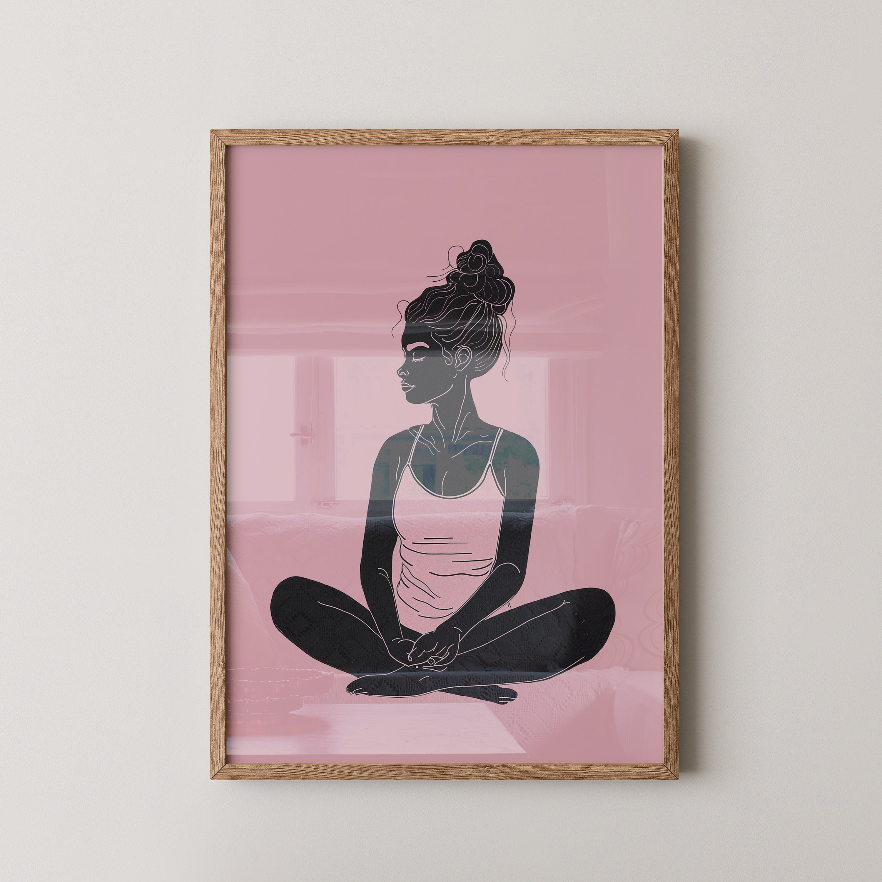 Sitzende Frau Silhouette Rosa