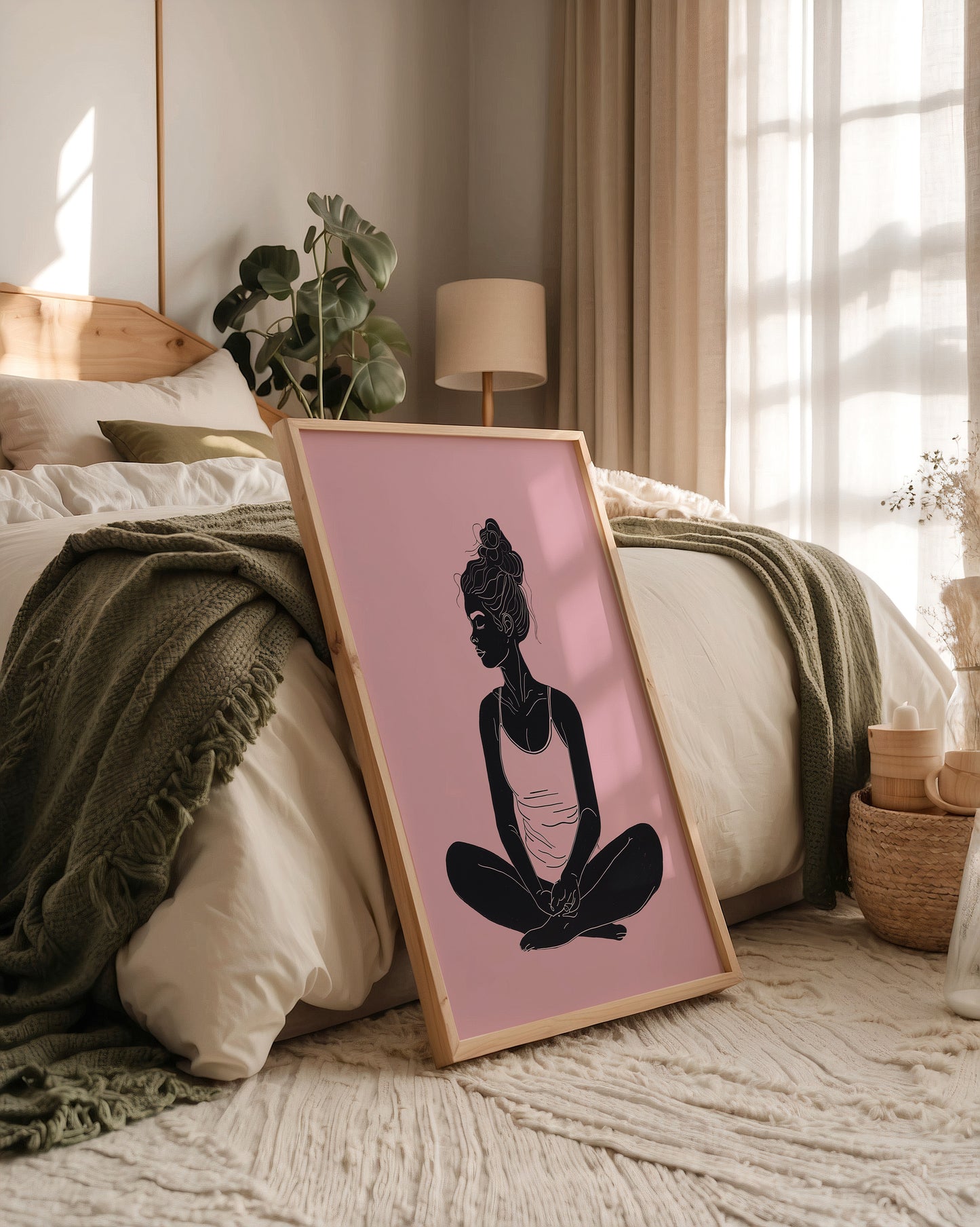 Sitzende Frau Silhouette Rosa