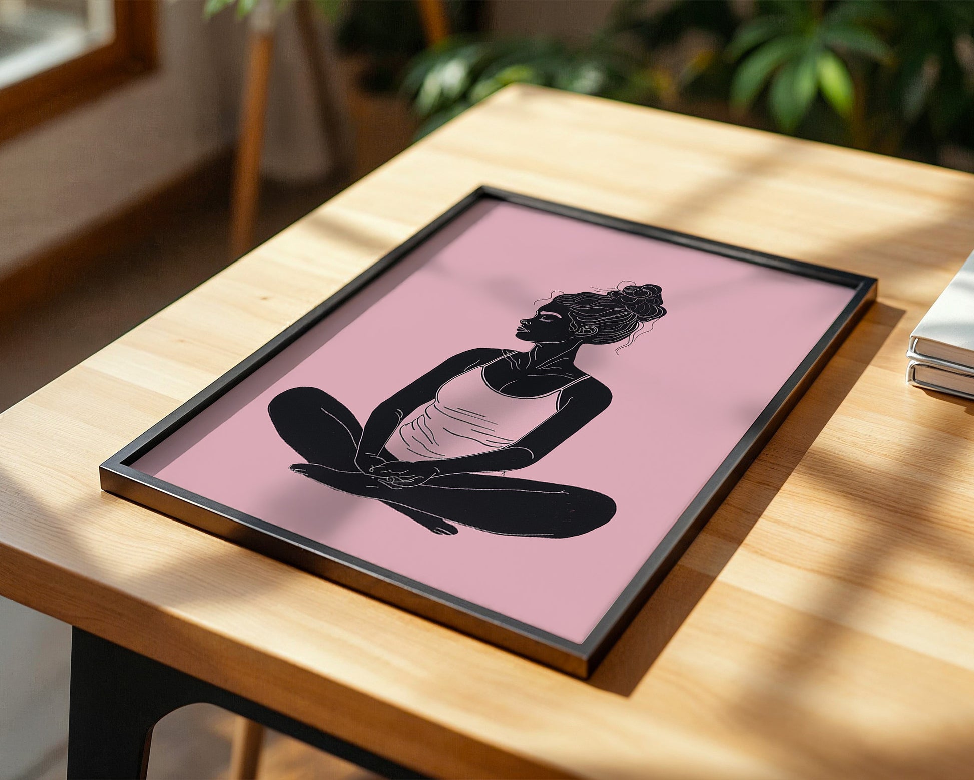 Sitzende Frau Silhouette Rosa