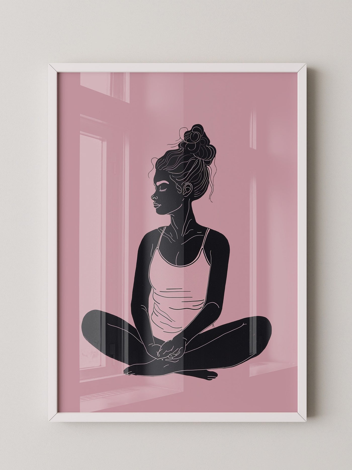 Sitzende Frau Silhouette Rosa
