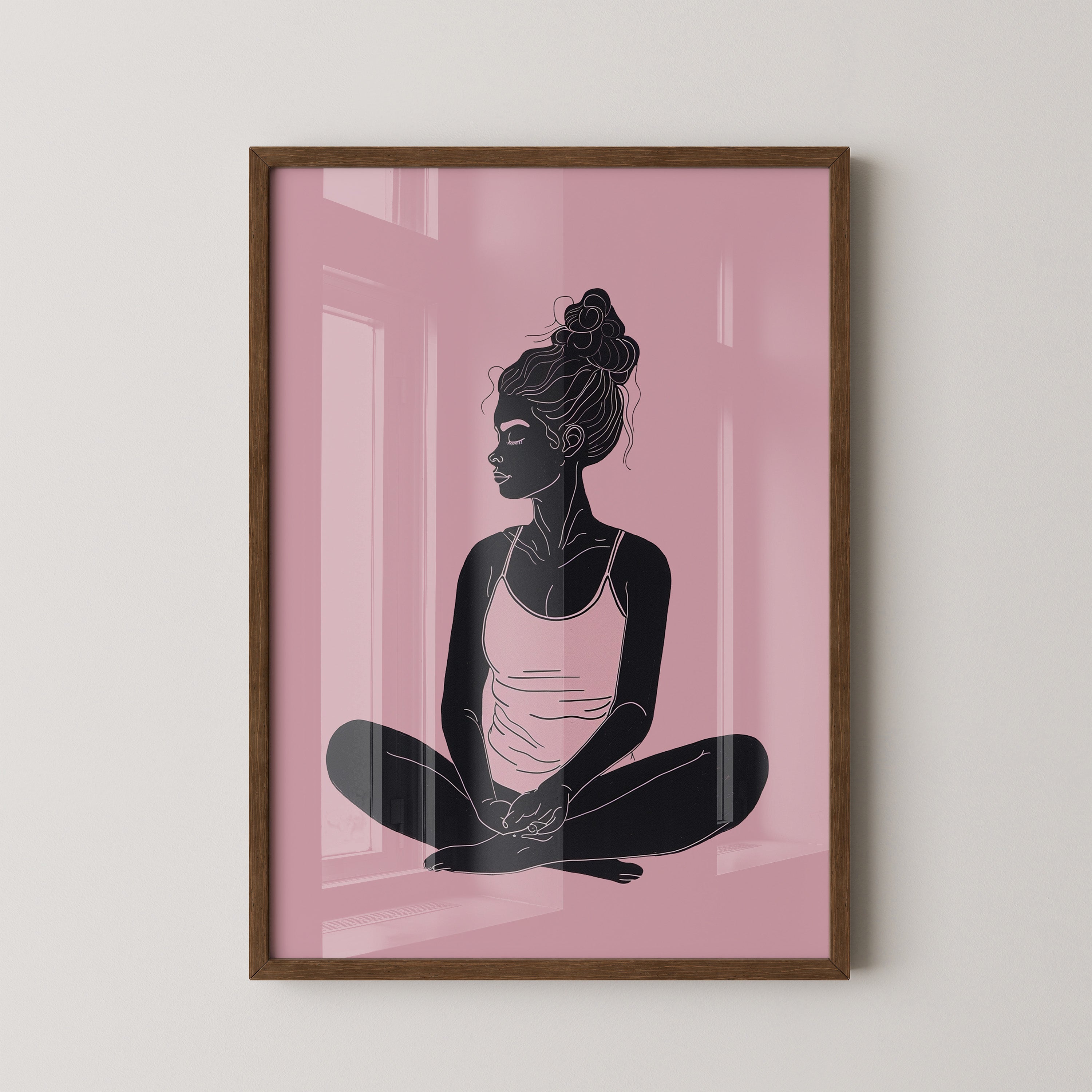 Sitzende Frau Silhouette Rosa