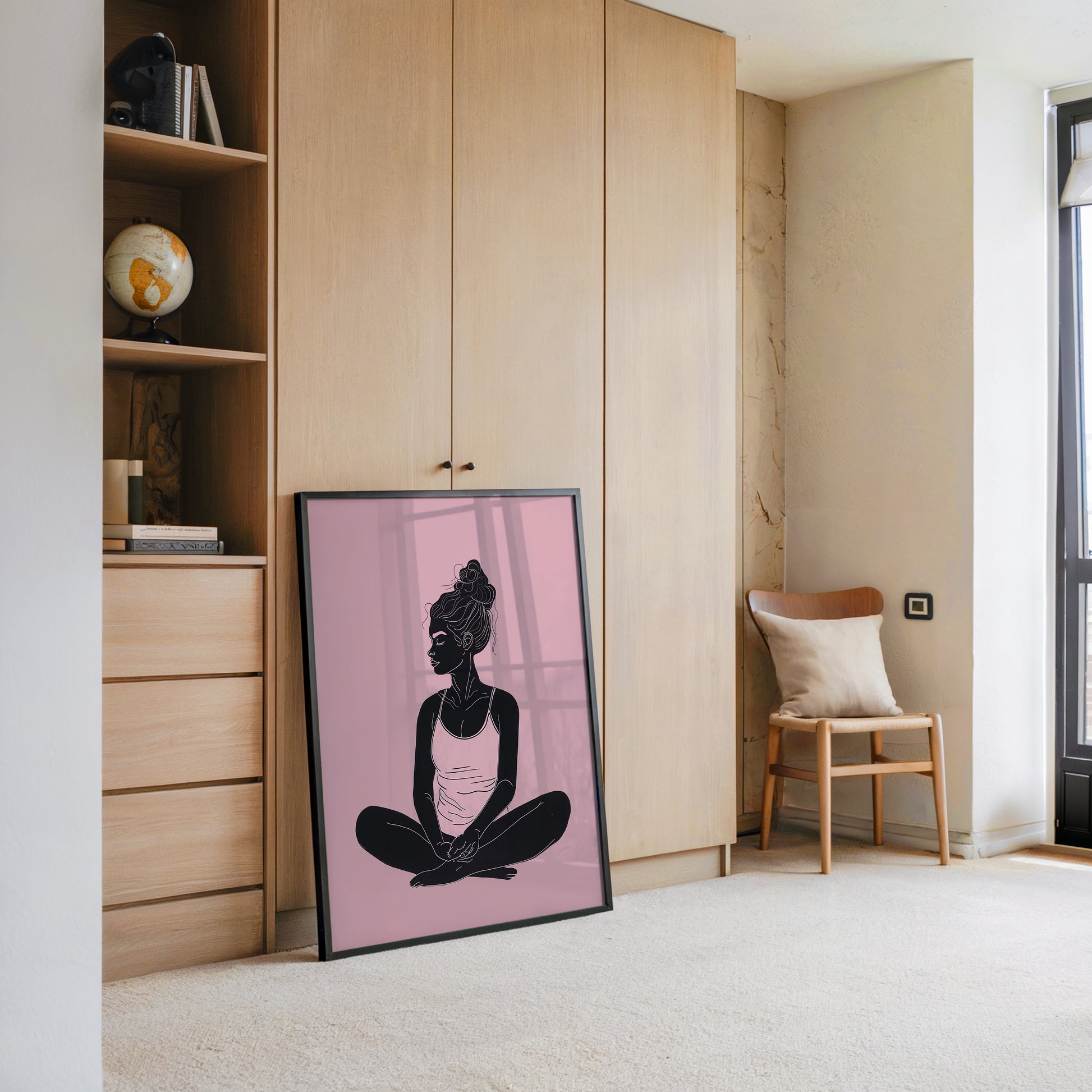Sitzende Frau Silhouette Rosa