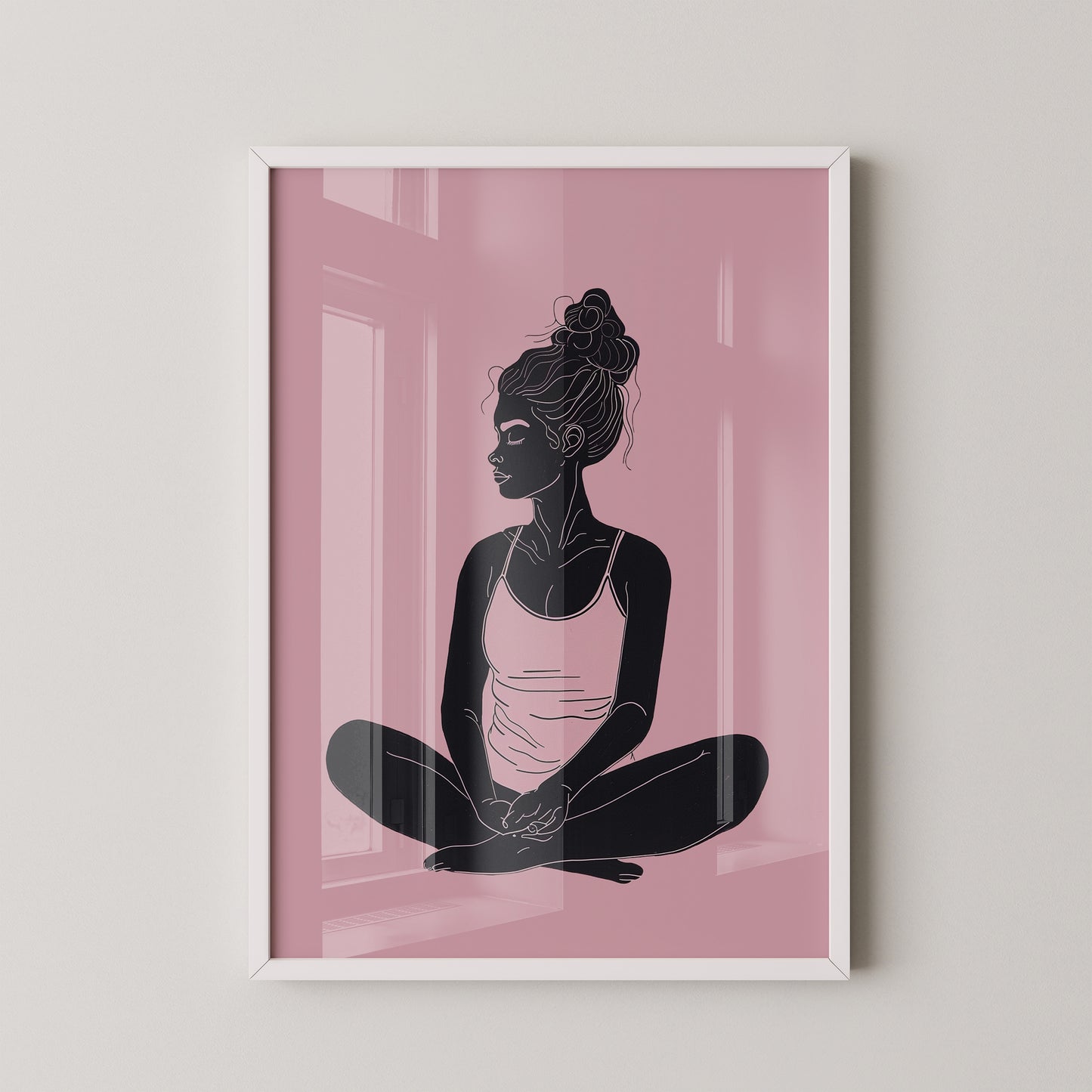 Sitzende Frau Silhouette Rosa