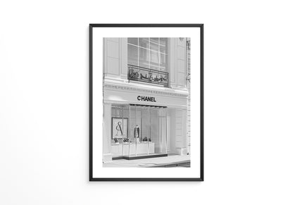 Chanel Ladenfassade Schwarzweiß