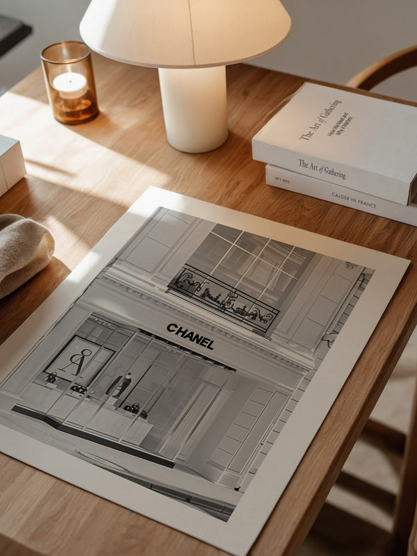 Chanel Ladenfassade Schwarzweiß