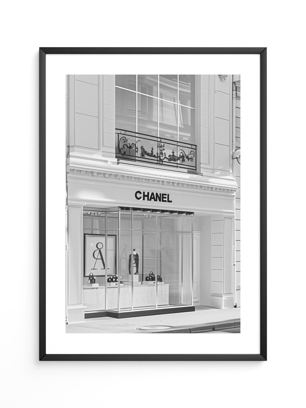 Chanel Ladenfassade Schwarzweiß