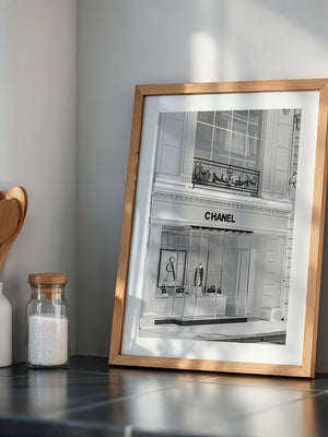Chanel Ladenfassade Schwarzweiß