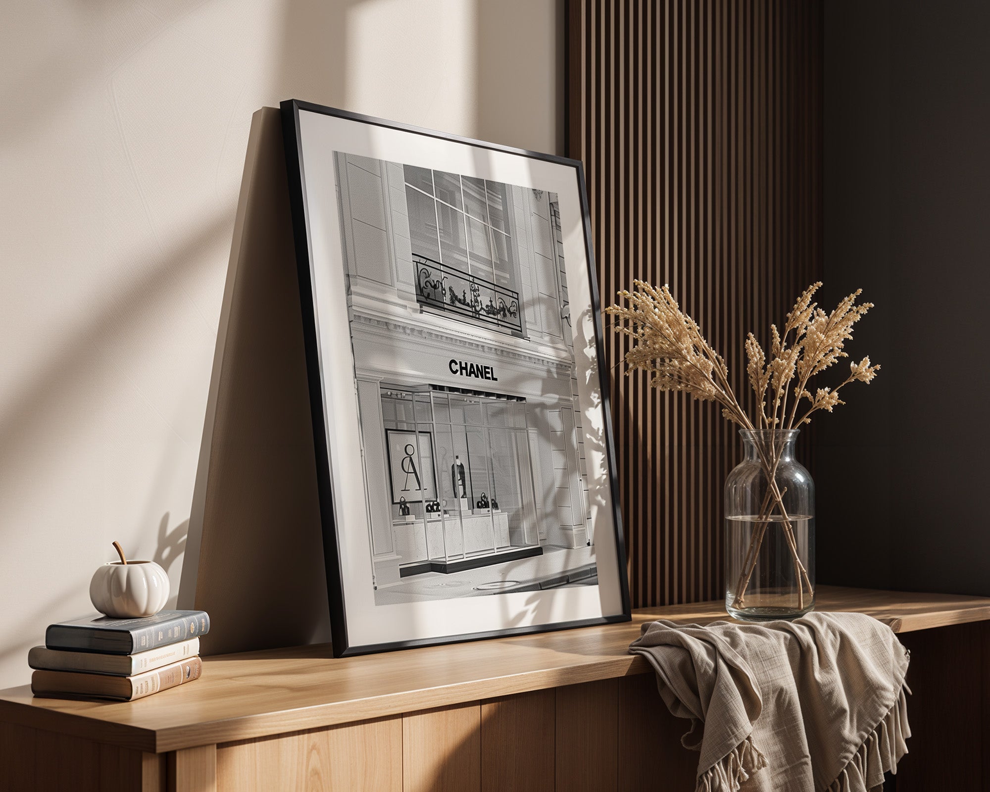 Chanel Ladenfassade Schwarzweiß