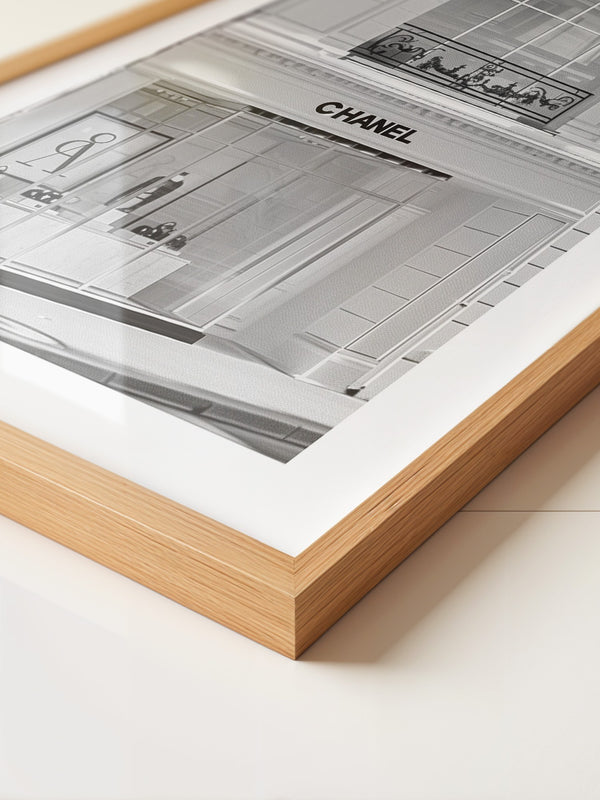 Chanel Ladenfassade Schwarzweiß