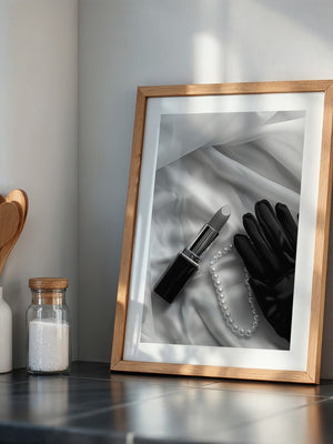 Lippenstift Perlen Schwarzweiß