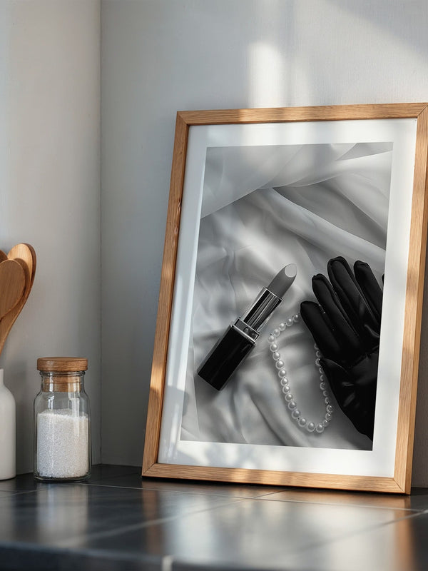 Lippenstift Perlen Schwarzweiß