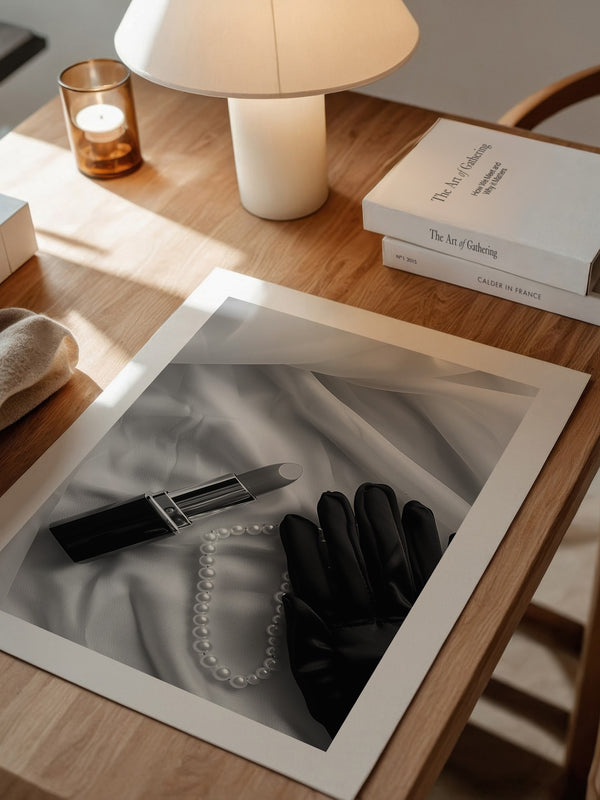 Lippenstift Perlen Schwarzweiß