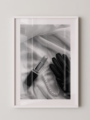 Lippenstift Perlen Schwarzweiß