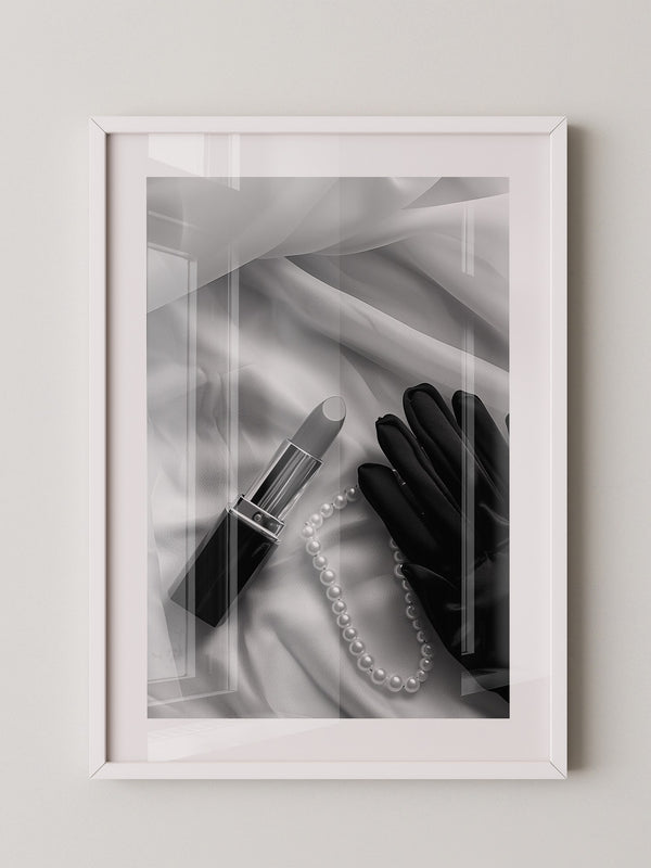 Lippenstift Perlen Schwarzweiß