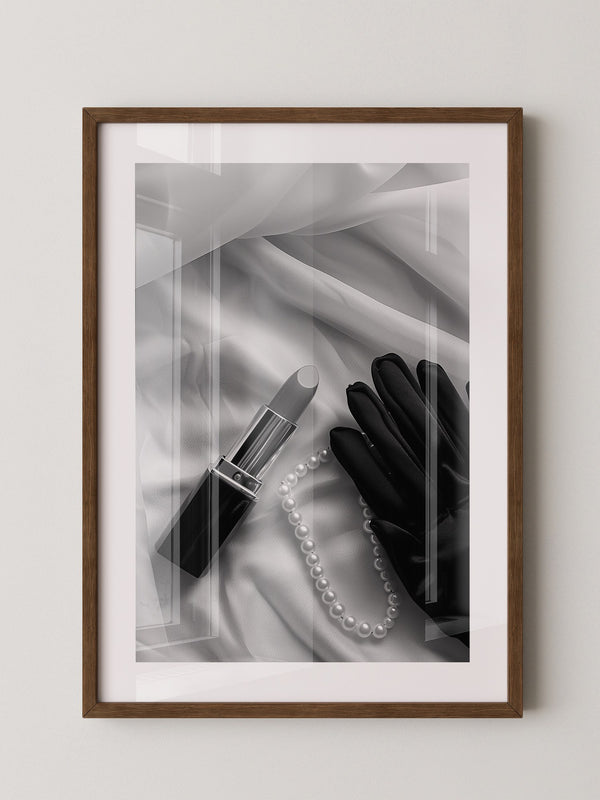 Lippenstift Perlen Schwarzweiß