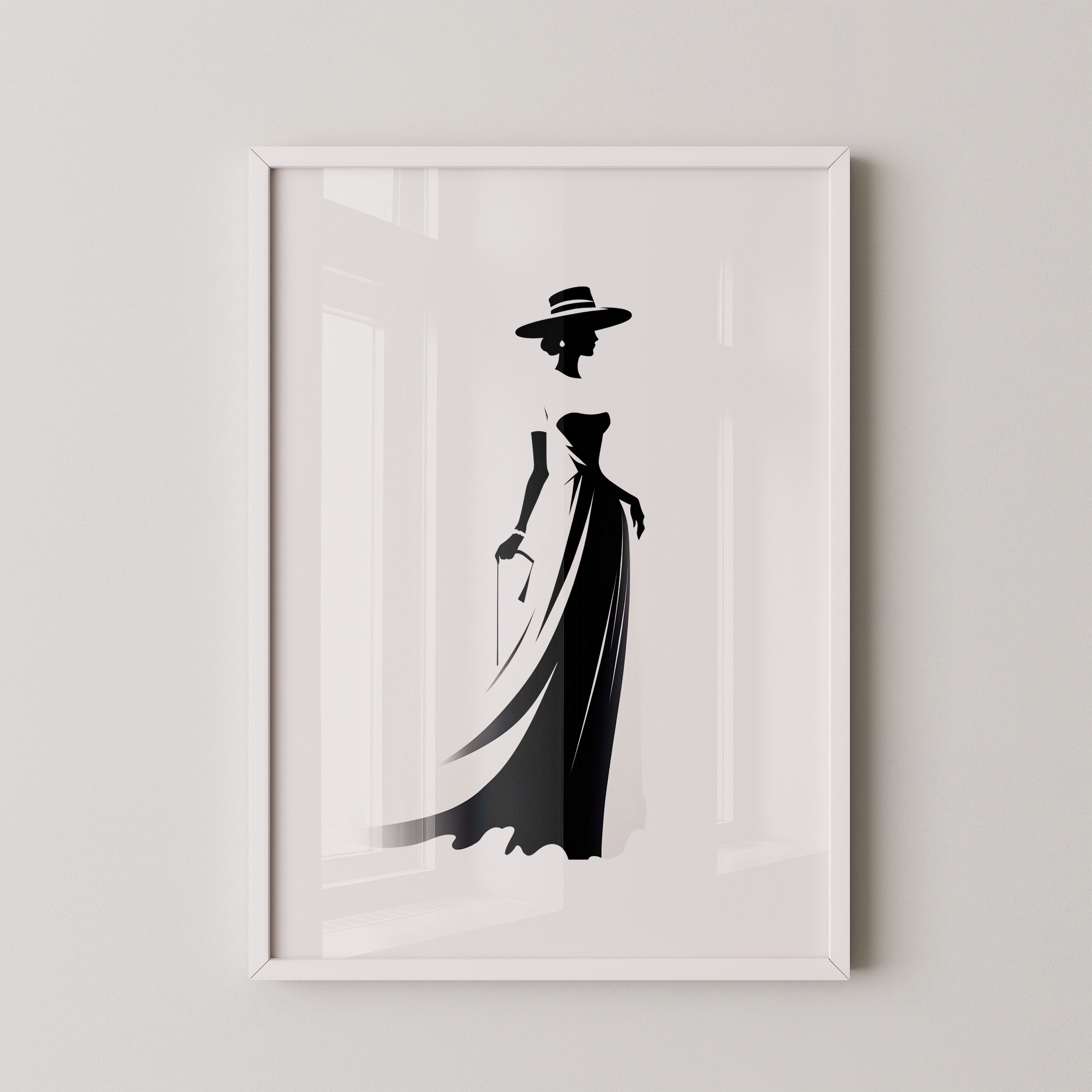 Dame Silhouette Eleganz Schwarz/Weiß