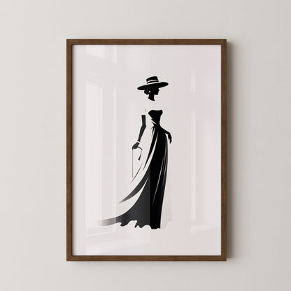 Dame Silhouette Eleganz Schwarz/Weiß