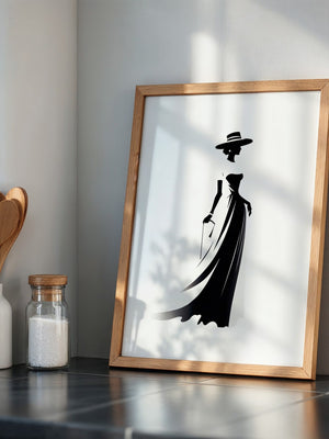 Dame Silhouette Eleganz Schwarz/Weiß