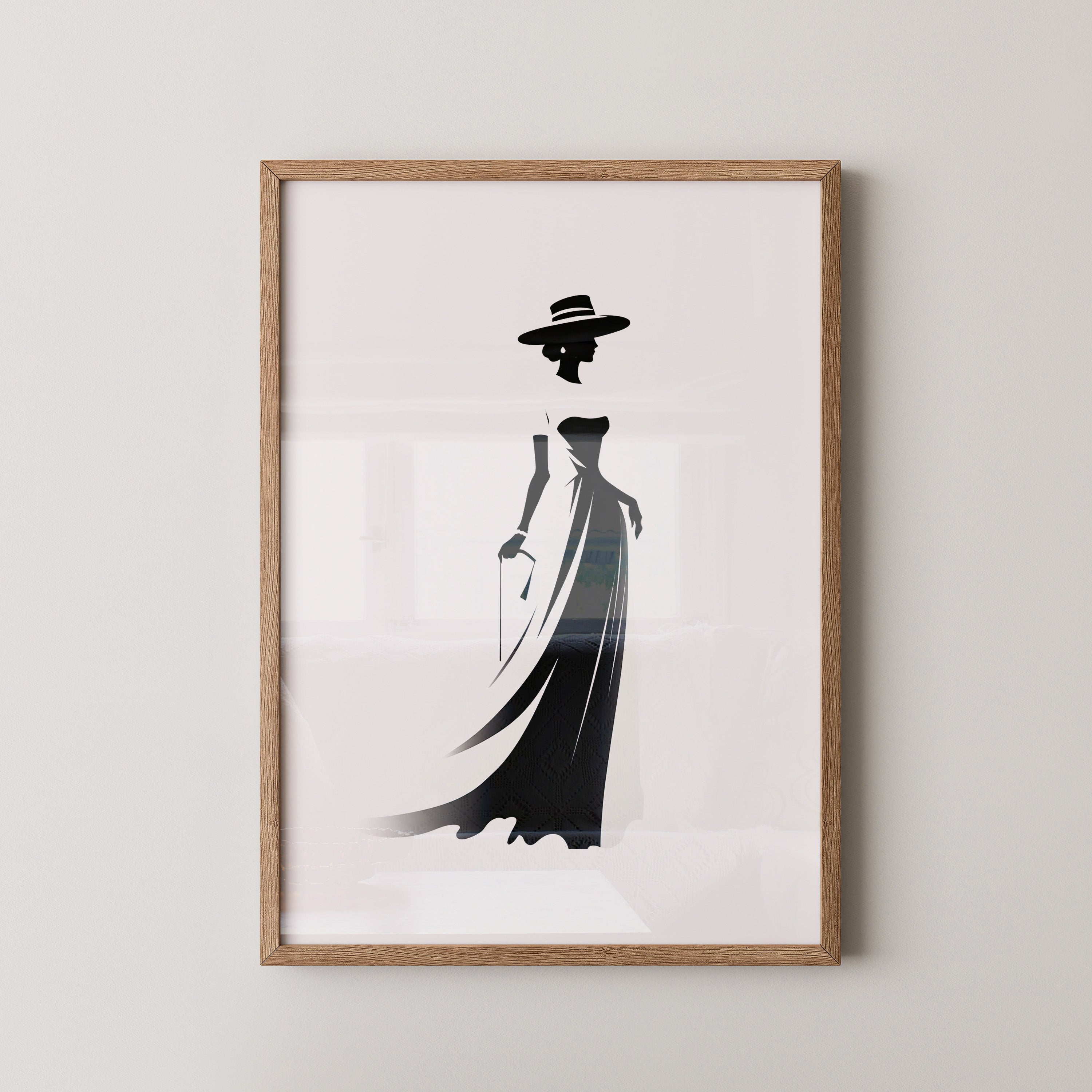 Dame Silhouette Eleganz Schwarz/Weiß