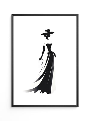 Dame Silhouette Eleganz Schwarz/Weiß