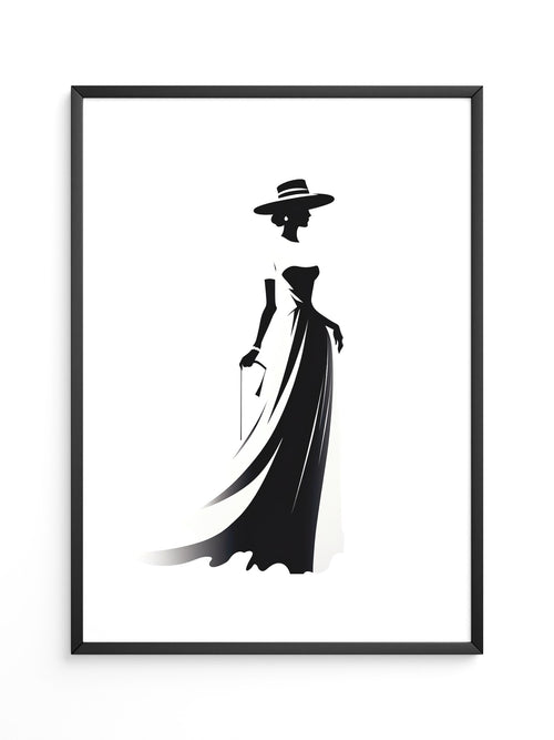 Dame Silhouette Eleganz Schwarz/Weiß