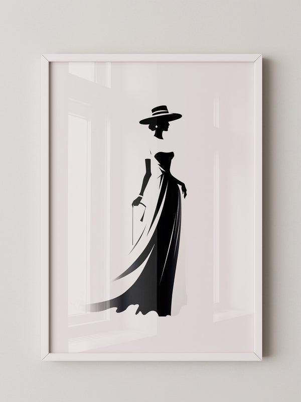 Dame Silhouette Eleganz Schwarz/Weiß