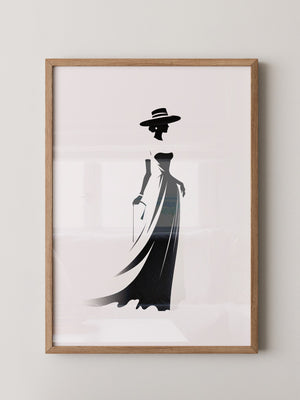 Dame Silhouette Eleganz Schwarz/Weiß