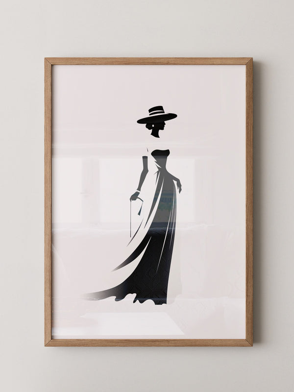 Dame Silhouette Eleganz Schwarz/Weiß