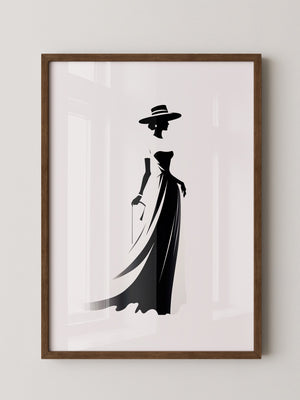 Dame Silhouette Eleganz Schwarz/Weiß