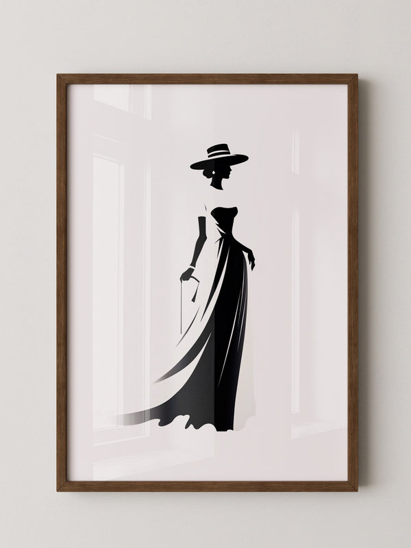 Dame Silhouette Eleganz Schwarz/Weiß