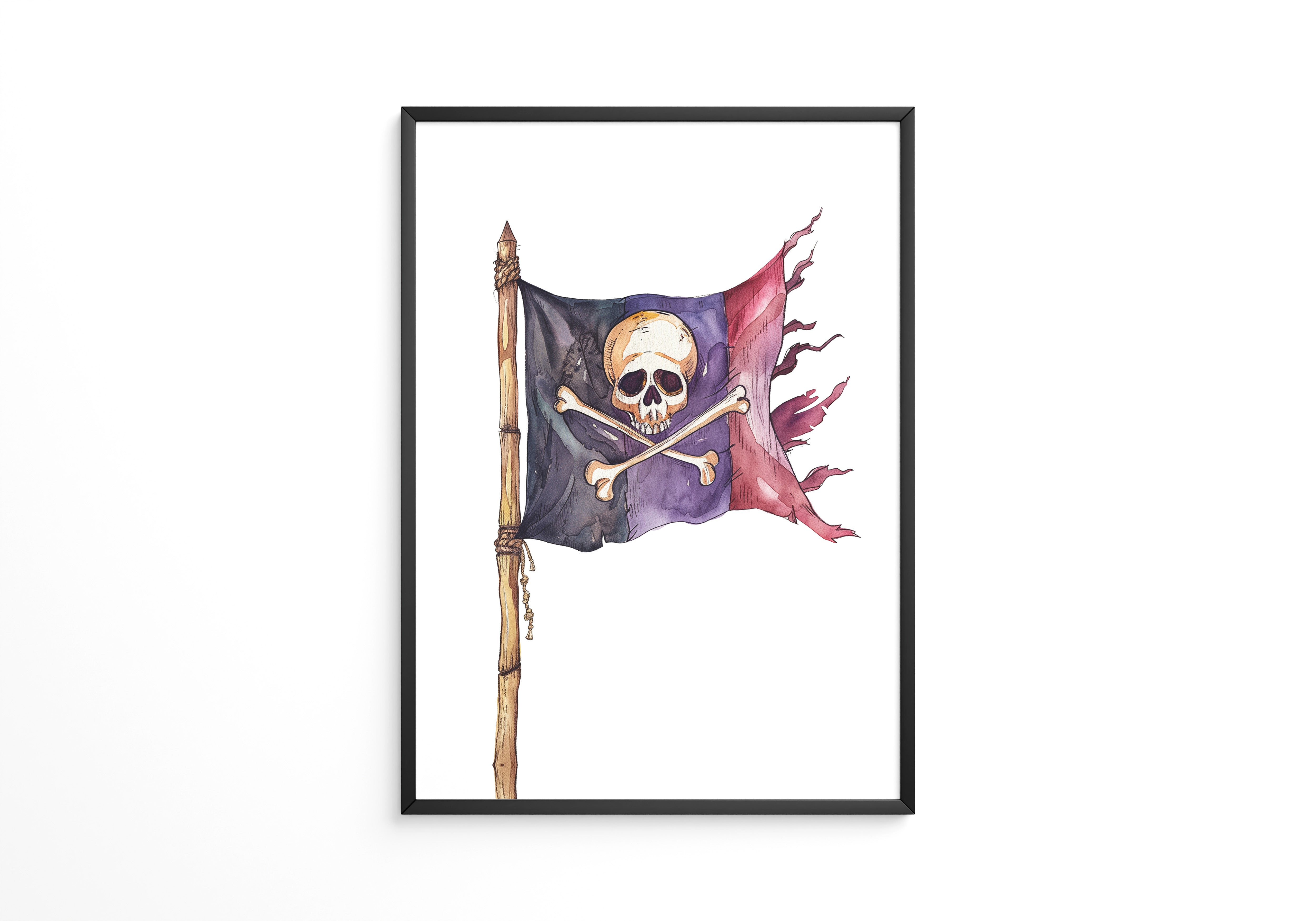 Piratenflagge Aquarell Vintage