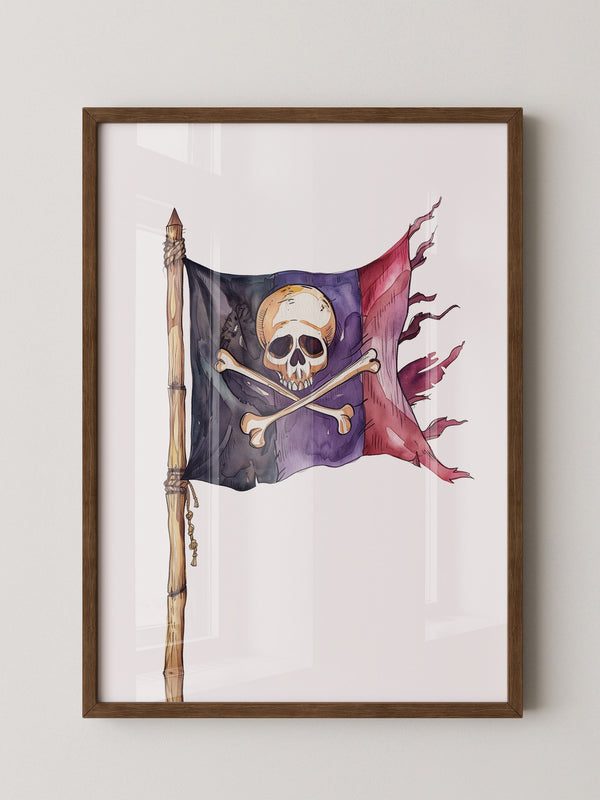 Piratenflagge Aquarell Vintage