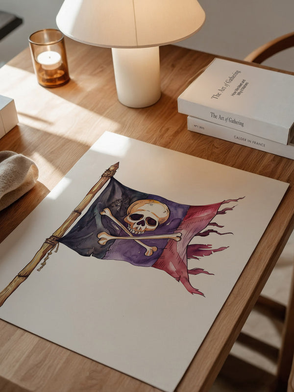 Piratenflagge Aquarell Vintage