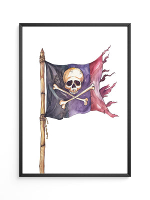 Piratenflagge Aquarell Vintage