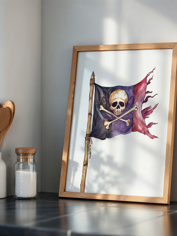 Piratenflagge Aquarell Vintage